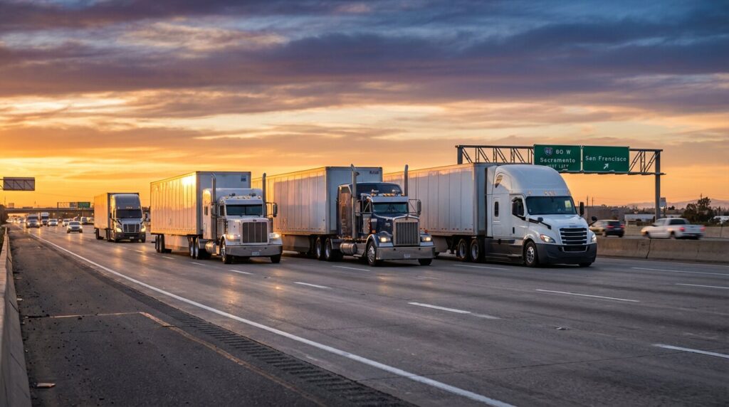 Countryside Services semi trucks hauling freight on an Ontario highway at sunset